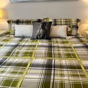 À La Mode Home King Plaid Duvet Cover + King Shams | Cozy Cottage Chic